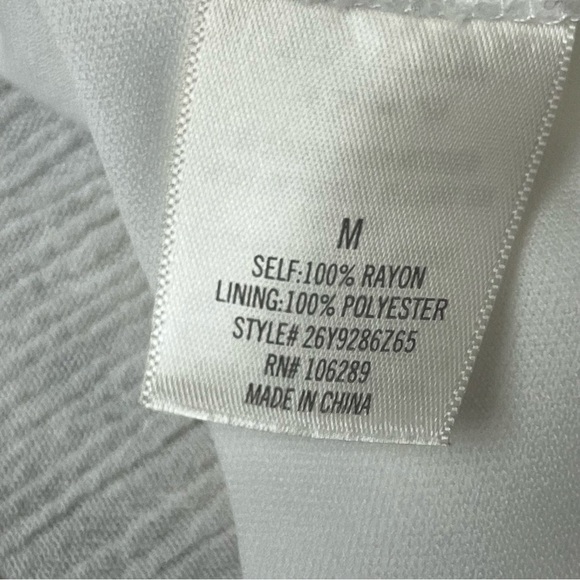 Blue Rain Ivory Crinkle Gauze Mini Dress Beach Coastal Preppy Boho Peasent M - Picture 7 of 9